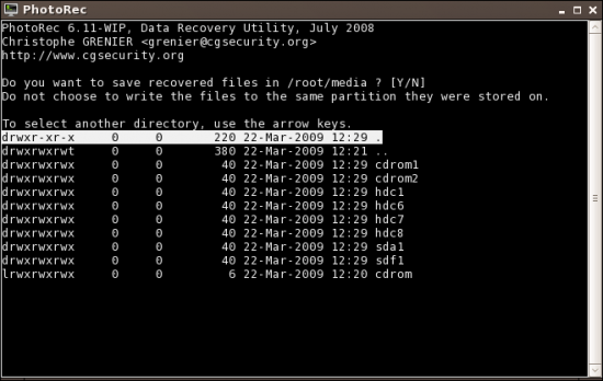 Figure 7: Choose the destination to save recovered files