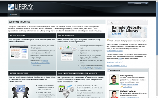 Figure 1: Liferay start page