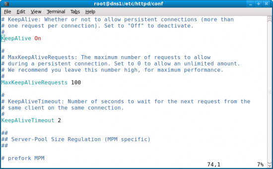 Figure 1: Enabling KeepAlive in Apache