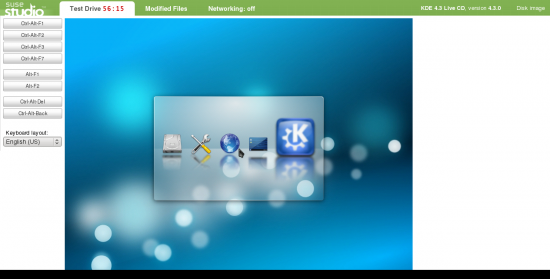 Figure 5: Running a test drive by booting KDE 4.3 in the browser