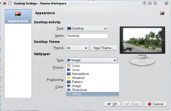 Figure 1: Wallpaper Types under Desktop Settings