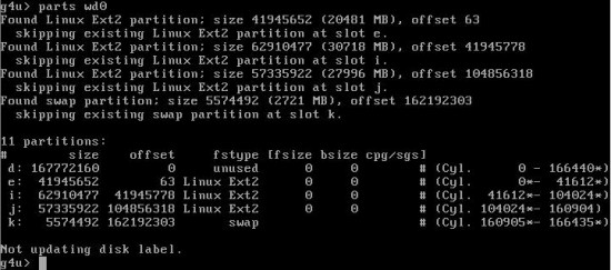 Figure 3: Output of the parts command