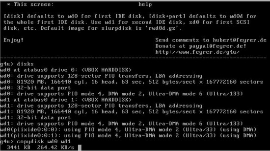 Figure 4: Disk cloning in progress