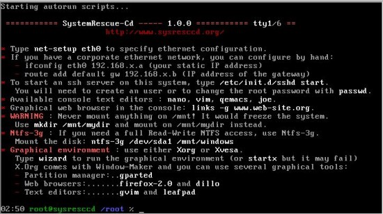 Figure 8: System Rescue CD