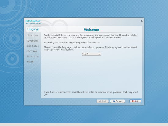 Figure 9: Brand-new Kubuntu installer