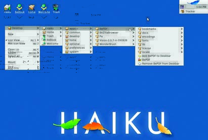 Figure 2: The Haiku application menu